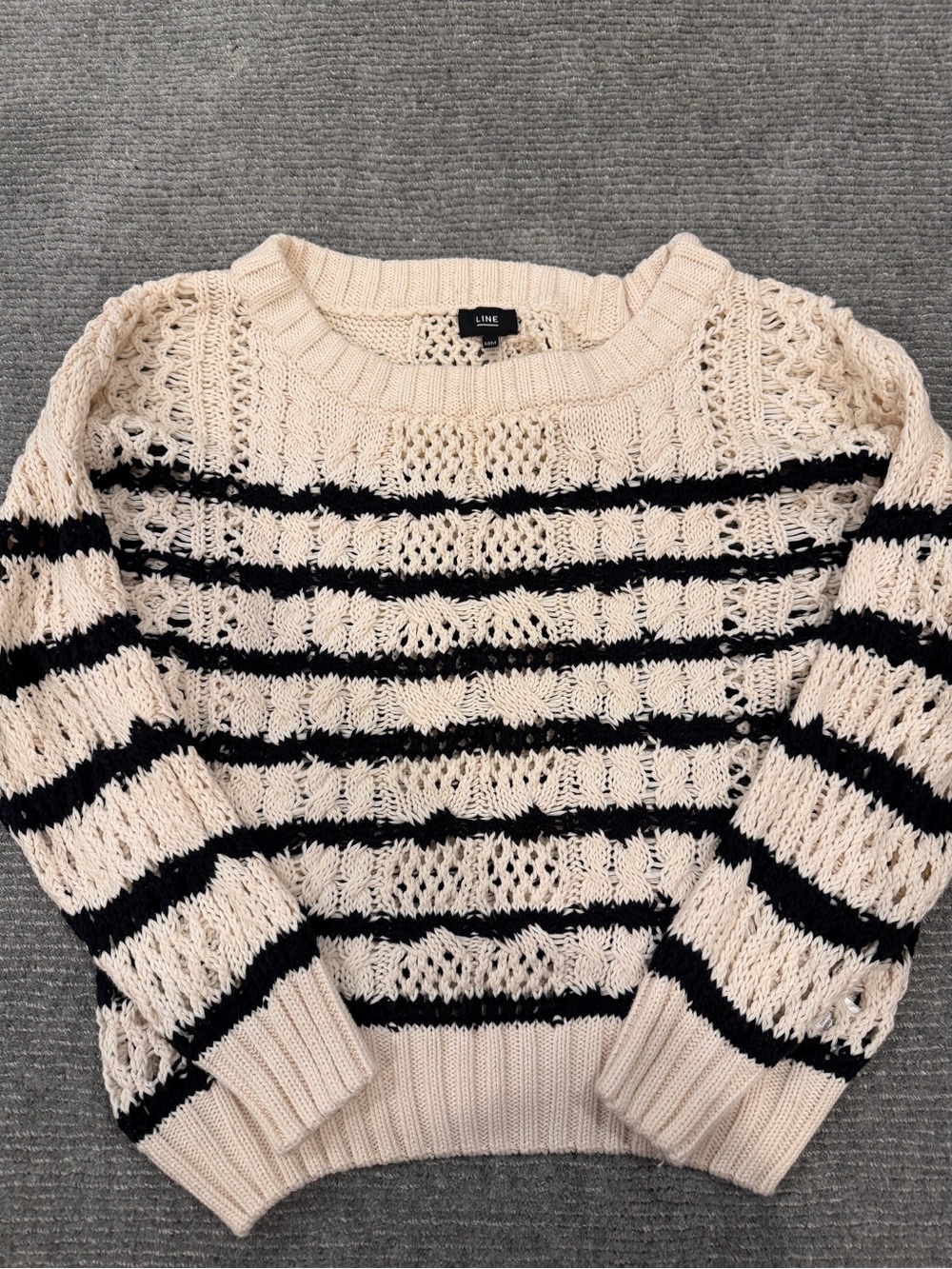Line Beige & Black Striped Knit Sweater